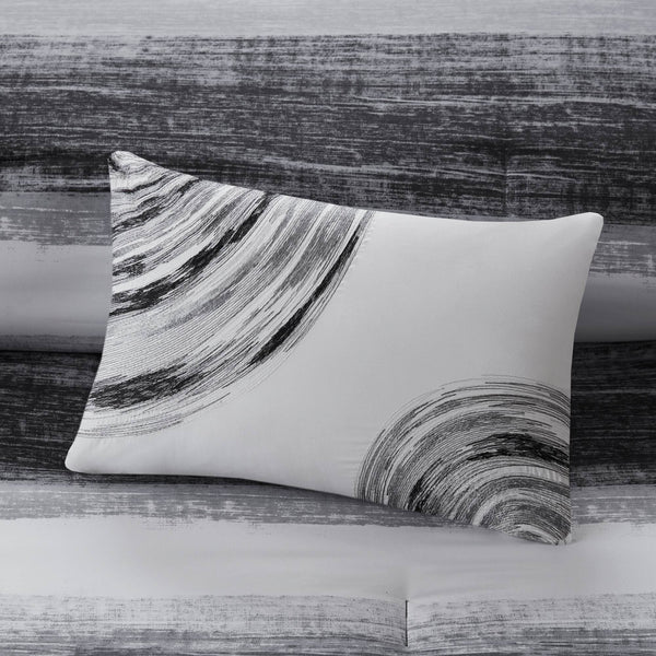 English Elm 9-piece Queen Watercolor Stripe Comforter Set with Cotton Blend Sheets and Bed Skirt B035P408251