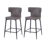 Christopher Knight Home® - Noble House - - 28Inch Counter Height Bar Stools Set Of 2, Modern Bar Upholstered Chairs With Pu Leather, Metal Footrest And Frame For Kitchen Island, Bar Table, Dining Room, Gray