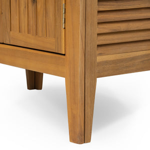 English Elm Christopher Knight Home® - Kedzie Teak Acacia Wood Cabinet with Slatted Coastal Farmhouse Design, Weather‑Resistant Storage (44.5") N775P251936T