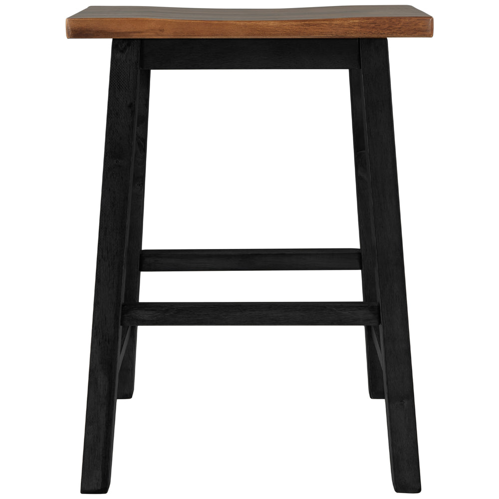English Elm TOPMAX Rustic 2-Piece Counter Height Wood Stools for Small Spaces, Walnut & Black, Durable 300lb Capacity N717P202397B