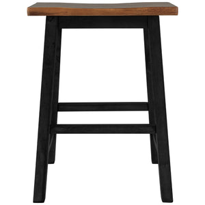 English Elm TOPMAX Rustic 2-Piece Counter Height Wood Stools for Small Spaces, Walnut & Black, Durable 300lb Capacity N717P202397B