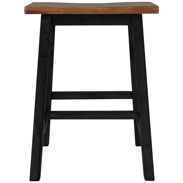 English Elm TOPMAX Rustic 2-Piece Counter Height Wood Stools for Small Spaces, Walnut & Black, Durable 300lb Capacity N717P202397B