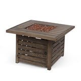 Christopher Knight Home® - Noble House - Elberton Outdoor 50,000 Btu Square Fire Pit, Brown Wood Pattern