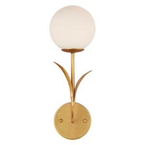 Rossville Contemporary Gold Wall Sconce with Globe Bulb & Nature-Inspired Design for Modern Homes