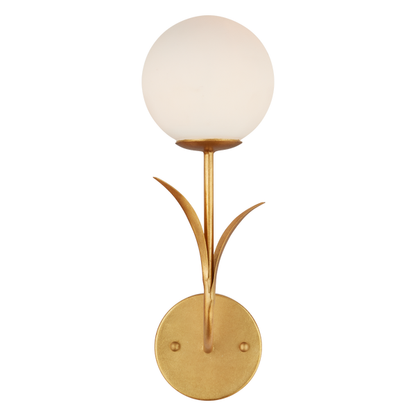 Rossville Contemporary Gold Wall Sconce with Globe Bulb & Nature-Inspired Design for Modern Homes