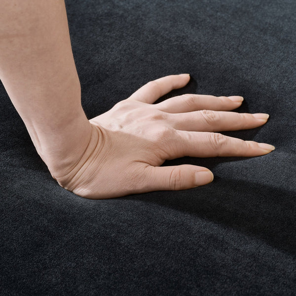 English Elm 87"Chesterfield Velvet Upholstery Sofa with Roll Armrests & Nailhead Trim, 3-Seater Luxurious Midcentury Design Black W3373S00009