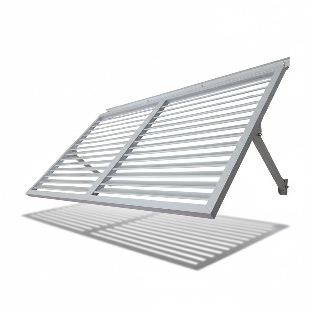 English Elm Haze Aluminum Outdoor Awning White Powder Coat Architectural Entry Door Weather Shield B2755P462220