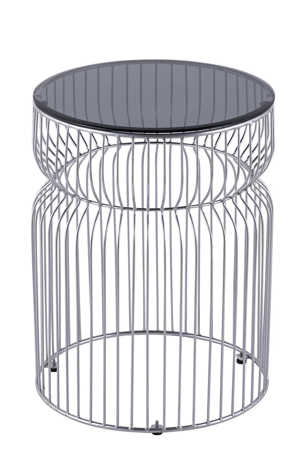 English Elm ET901 Sleek Contemporary Metal Frame End Table with Tinted Tempered Glass Top, 21" Height, Modern Accent Chrome B009P306195