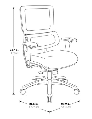 OSP Home Furnishings White Mesh Ergonomic Manager Chair with Lumbar Support and Adjustable Arms for Office Black 99661W-3M