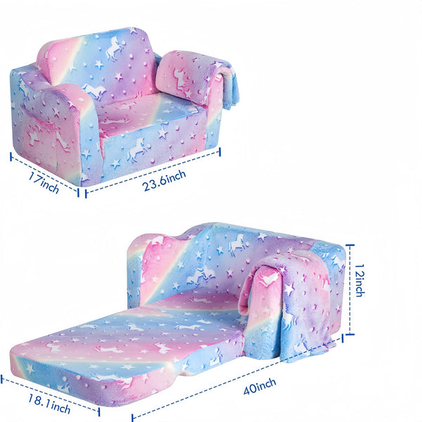 English Elm Compression Kids Sofa Pink Convertible 2-in-1 Foldable Lounger Sleeper Compact Soft Foam Seat for Small Rooms, Restores Shape in 72 Hours W1183P229937