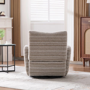 English Elm Modern Boucle 360° Swivel Leisure Chair with High‑Resilience Sponge, Supportive Curve, 550lb Capacity khaki W395P355481