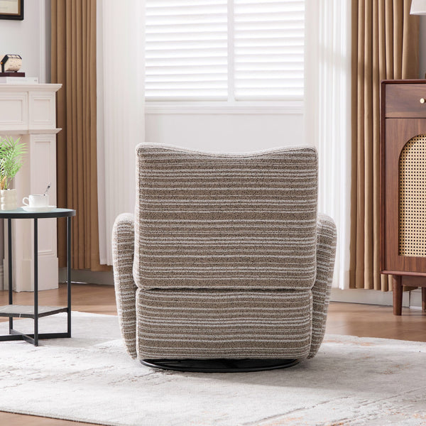 English Elm Modern Boucle 360° Swivel Leisure Chair with High‑Resilience Sponge, Supportive Curve, 550lb Capacity khaki W395P355481