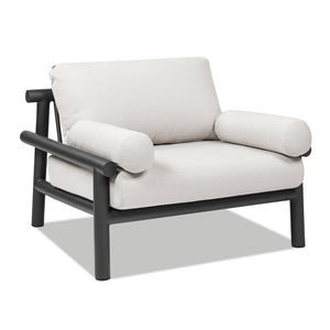 English Elm Jennifer Taylor Home - Zara Midcentury 39.5" Dowel Frame Bolster Outdoor Armchair — Wheat Beige Olefin, Weatherproof Comfort B2719P245978