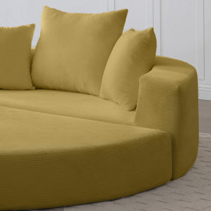 English Elm Convertible Corduroy Cloud Couch Bed with High-Density Foam, Boneless Futon Lounger for Cozy Relaxation Yellow W2677P388984