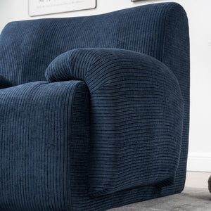 English Elm 42" Wide Chenille Stripe Accent Chair Deep Seat Foam Lounge for Bedroom or Apartment Navy W3118P453258