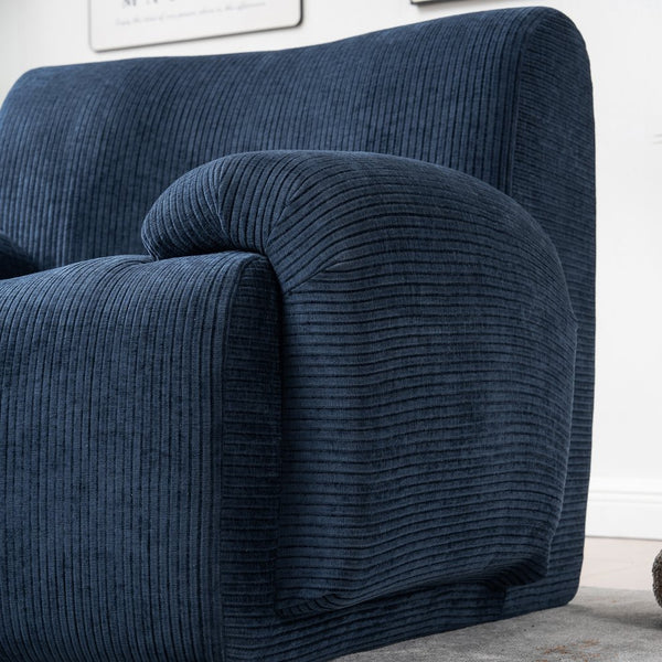 English Elm 42" Wide Chenille Stripe Accent Chair Deep Seat Foam Lounge for Bedroom or Apartment Navy W3118P453258