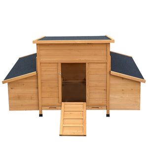 English Elm Chicken Coop Fir Wood Build with Asphalt Roof Six Nest Boxes and Easy Clean Tray W3166P365118