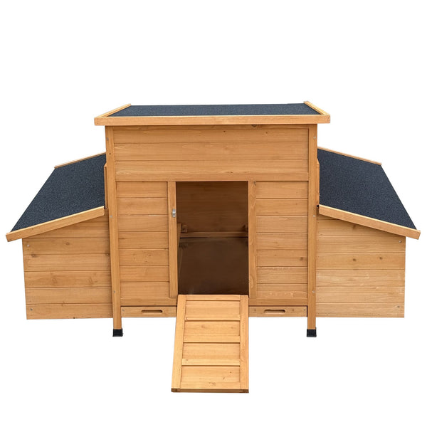 English Elm Chicken Coop Fir Wood Build with Asphalt Roof Six Nest Boxes and Easy Clean Tray W3166P365118
