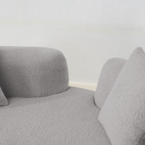 English Elm 66.93 Curved Loveseat 73" Heart-Shaped Teddy Velvet Sofa Full Foam & Spring Support, No-Assembly Cozy Compact Grey W3612P332116