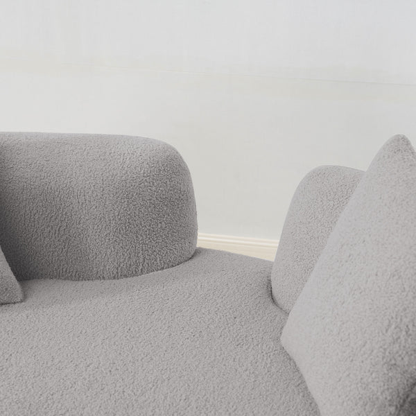 English Elm 66.93 Curved Loveseat 73" Heart-Shaped Teddy Velvet Sofa Full Foam & Spring Support, No-Assembly Cozy Compact Grey W3612P332116