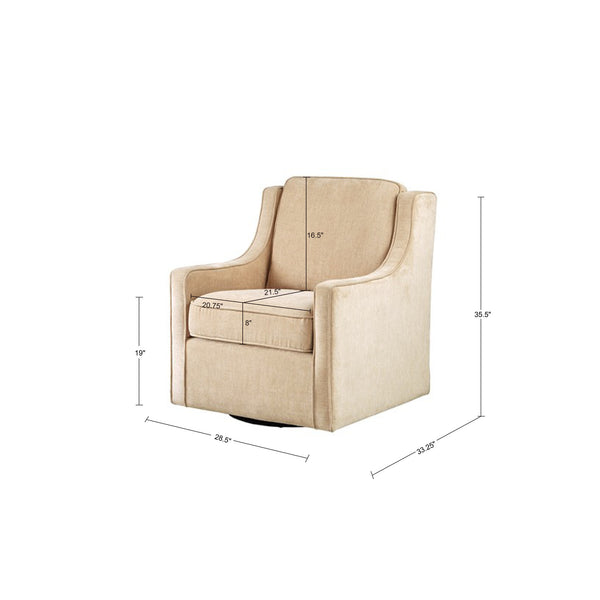 JLA Home Madison Park - Chenille swivel chair with wingback silhouette, high-density foam comfort and 360° metal base for style and support Cream MP103-0287