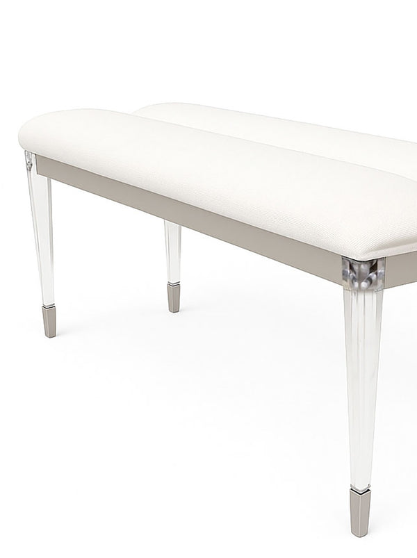 English Elm Contemporary Glam Upholstered Bench with Clear Acrylic Legs for Bedroom or Entryway B2741P448743