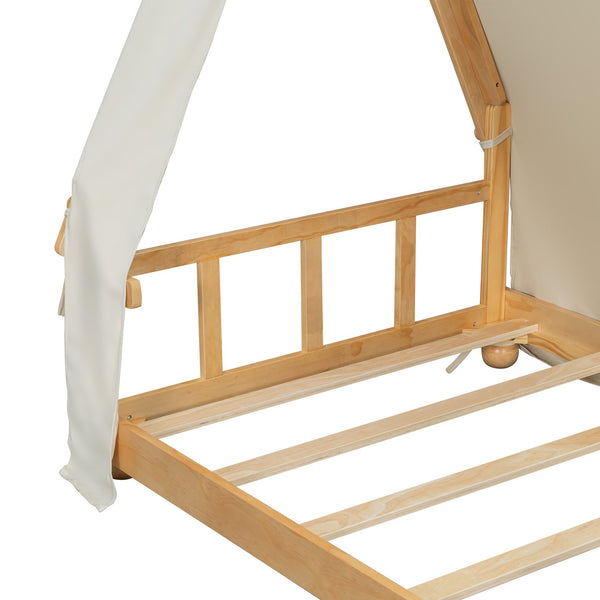 English Elm Twin Cabin Bed with Detachable Tent Skylight and Woodland Deer Antler Accents White N708P356716K
