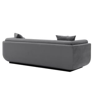 English Elm Edmonda 91" Velvet Sofa with Black Metal Base, Pine Frame, High-Density Foam & 2 Pillows, Commercial Grade DARK GREY B365P398105