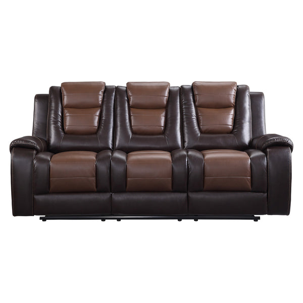 English Elm Modern Faux Leather Reclining Sofa Set Two Tone Living Room Glider Loveseat B011S01271