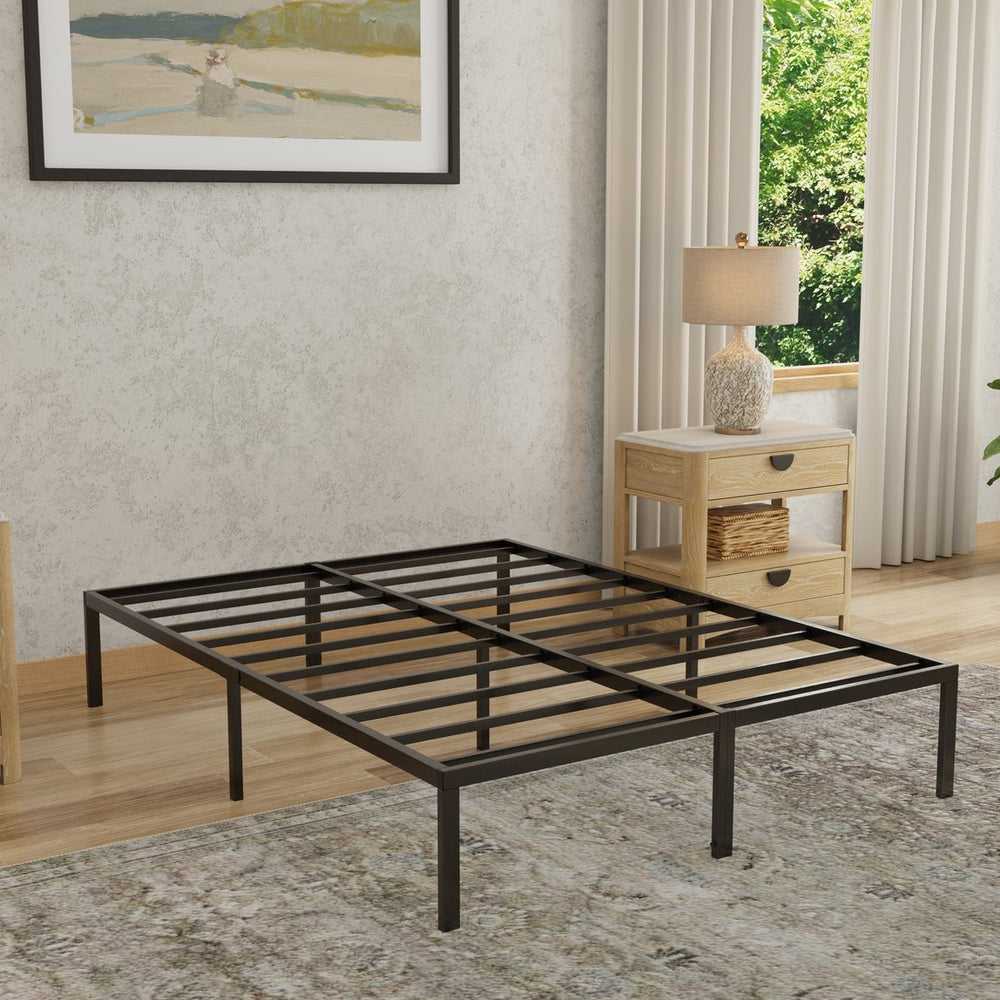 English Elm Heavy-duty King Steel Platform Bed Frame Matte Black Finish with Storage Clearance B047P321306