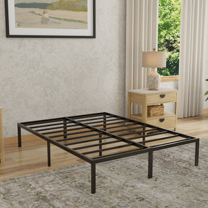 English Elm Heavy-duty Steel Queen Platform Foundation Matte Black Frame with 2000 Lb Support B047P321304