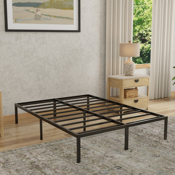 English Elm Heavy-duty Steel Queen Platform Foundation Matte Black Frame with 2000 Lb Support B047P321304