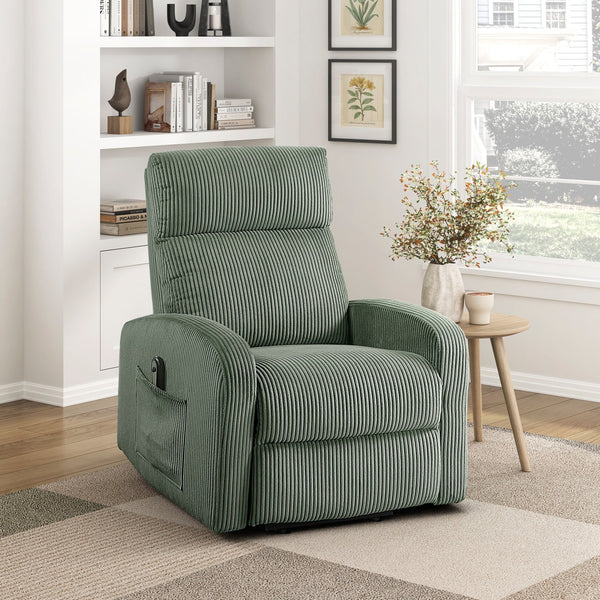 English Elm Contemporary Power Lift Chair Recliner with Plush Corduroy, Foam-Over-Coil Support & Side Pocket Green 31 L x 29 W x 24 H B011P395831