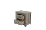 English Elm Bedroom Furniture Rustic Light Grey Simple 1 Piece Nightstand 2-Drawers Bed Side Table Solidwood