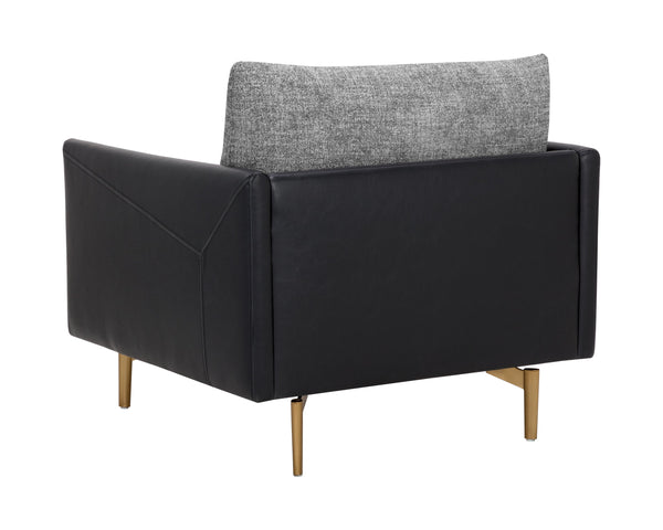 Sunpan Ashi Armchair - Stylish Nash Zebra Upholstered Comfort with Coal Black Faux Leather & Brass Accents