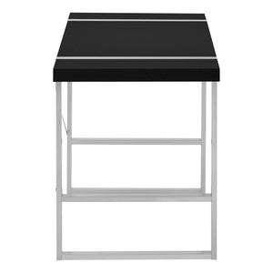 English Elm Computer Desk – Contemporary Black Laminate & Grey Metal For Home Office Or Compact Workspaces B2710P219886