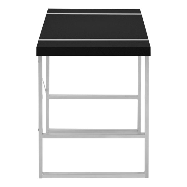 English Elm Computer Desk – Contemporary Black Laminate & Grey Metal For Home Office Or Compact Workspaces B2710P219886
