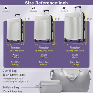 English Elm Luggage Set 5 Piece Abs Hardside Expandable Spinner Wheels Tsa Lock Travel Bags Grey+White N732P326115D