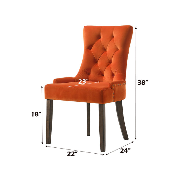 English Elm Farren Orange Velvet Side Chairs Set of 2 — Tufted Back, Nailhead Trim, Plush Cushioning & Sturdy Oak Frame B2726P264600