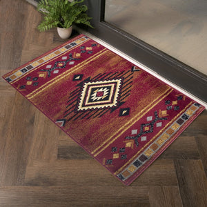 English Elm Tribes Southwest Area Rug - 2'7" X 7'3" Red Soft, Stain-Resistant, Durable For High-Traffic Spaces B186P180986-GIGA