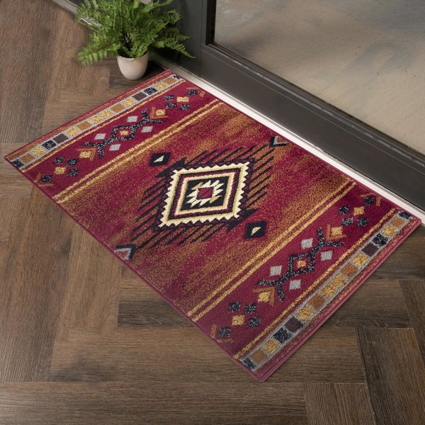 English Elm Tribes Southwest Area Rug - 2'7" X 7'3" Red Soft, Stain-Resistant, Durable For High-Traffic Spaces B186P180986-GIGA