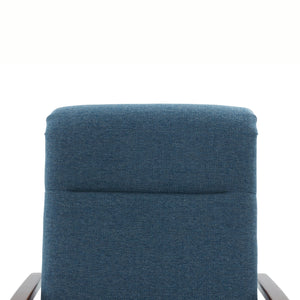 English Elm Tustin Mid-century Push Back Recliner with Chestnut Wood Arms and Performance Fabric Blue B050P429144
