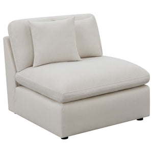 English Elm Greeley Five Piece Modular Sectional with Feather Cushions and Moisture Repellent Ivory Fabric B062S01556