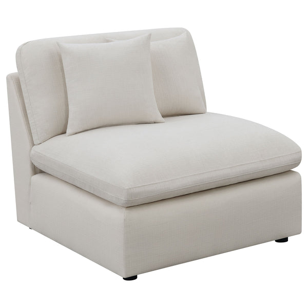 English Elm Greeley Five Piece Modular Sectional with Feather Cushions and Moisture Repellent Ivory Fabric B062S01556