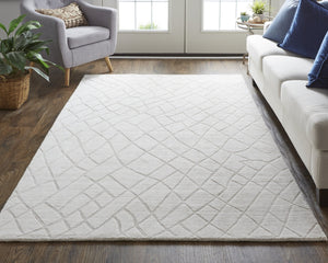 Feizy Rugs Redford Handwoven Geometric Rug Collection - Stylish, Durable, And Artisan Crafted For Modern Homes Ivory,Gray Viscose,Wool Red8846fbge000f00