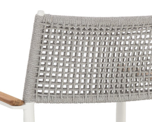 Sunpan Nava Stackable Dining Armchair Set – Elegant Teak and Aluminum Design for Indoor or Outdoor Spaces White