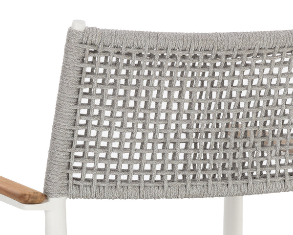 Sunpan Nava Stackable Dining Armchair Set – Elegant Teak and Aluminum Design for Indoor or Outdoor Spaces White