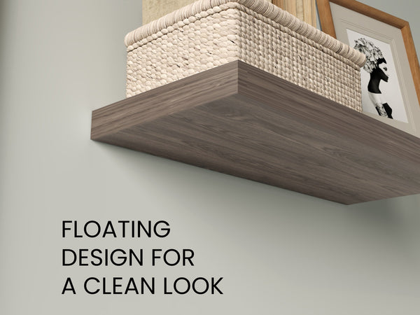 English Elm Floating Shelves - Set Of 2 Walnut Finish, Modern Design For Home Decor & Space-Saving Solutions B097P250926