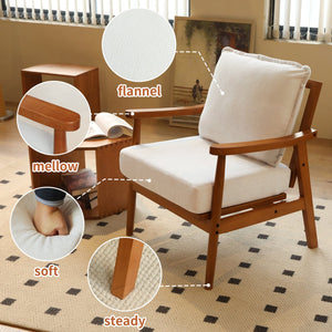 English Elm Cute Fabric Armchair Solid Wood Frame Compact Upholstered Seat for Bedroom or Apartment White W2105P420762