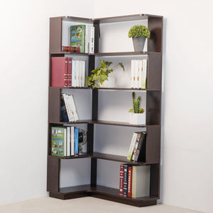 English Elm 90cm L-shaped Corner Bookcase Open Mdf Shelving Unit for Office or Bedroom W2899P444158